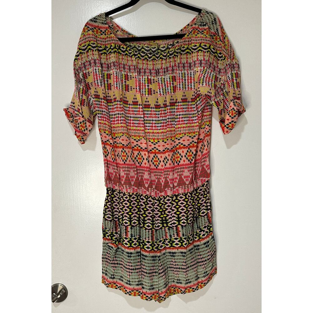 Rebecca Minkoff Allie Romper 100% Silk Chelsea Ikat Multicolor Print Size 6 NWT